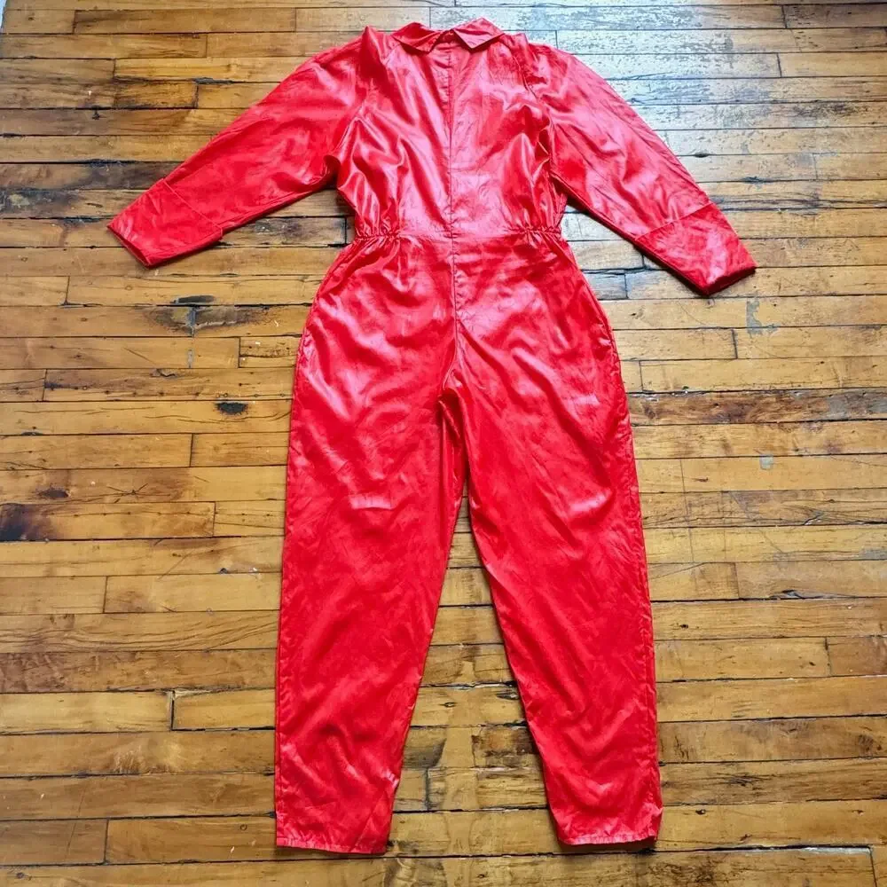 Vintage 1980s OMO NORMA KAMALI Red Jumpsuit - Picture 7 of 8